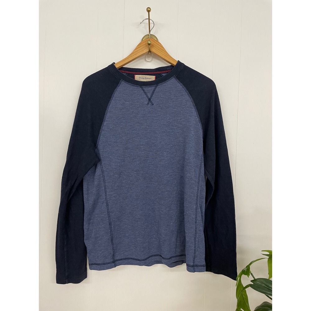Tommy Bahama Mens Blue Raglan Long Sleeve Crew Neck T-Shirt Size M